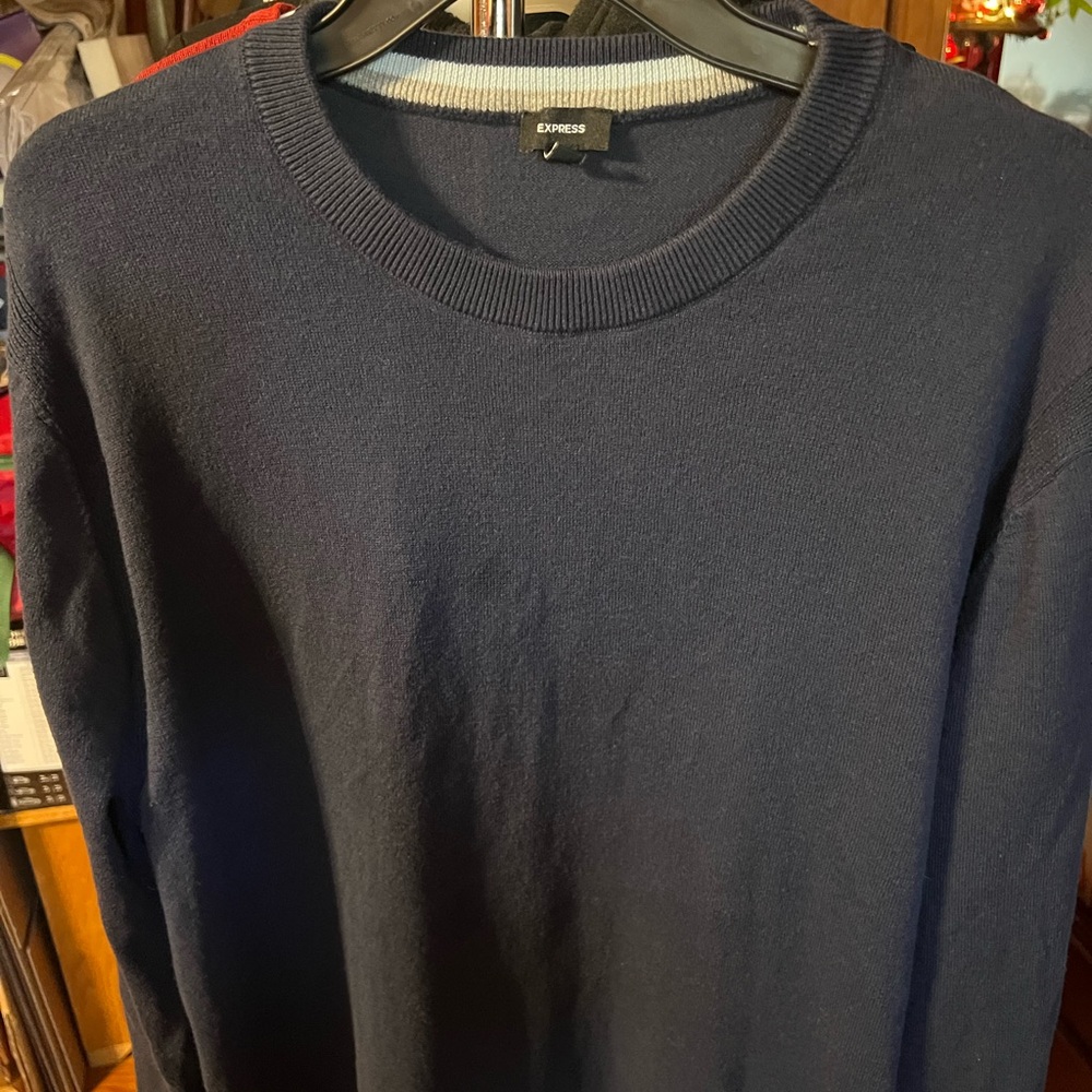 Express Men's Deep Blue Crewneck Sweater